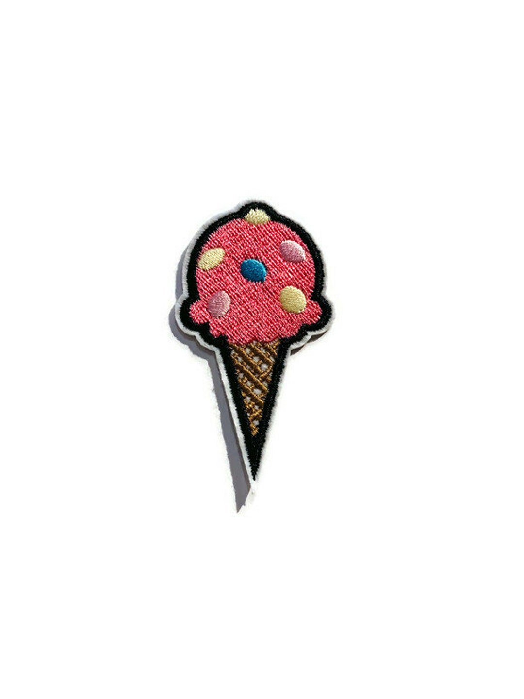Ice Cream Cone Ironon Applique. Embroidered Ice Cream Cone Patch. Iron