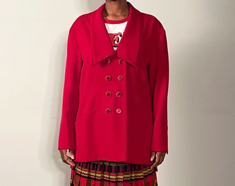 Karl Lagerfeld Rote Wolle Zweireihige Jacke