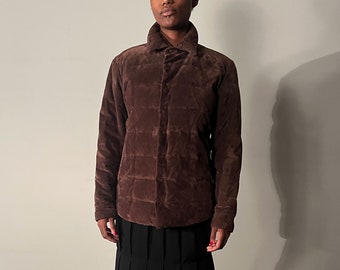 Issey Miyake Brown Suede Snap Front Puffer