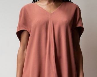 Rick Owens peach rayon-blend tunic