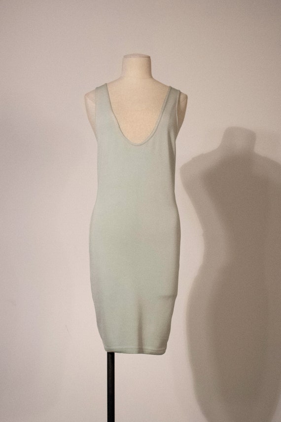 Alaia pastel green stretch cotton bodycon dress