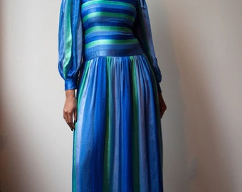 Pauline Trigere striped silk gown