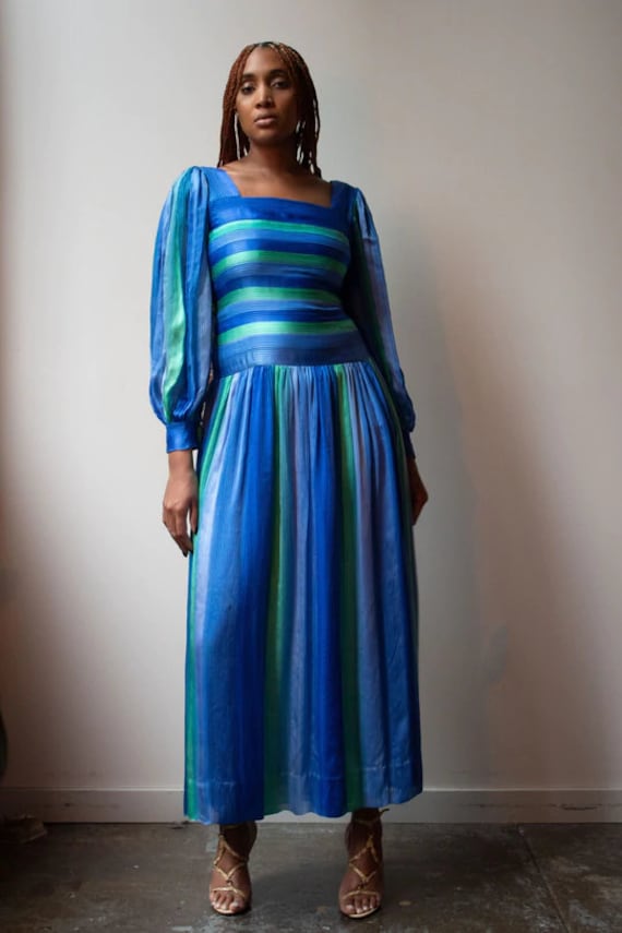 Pauline Trigere striped silk gown - image 1