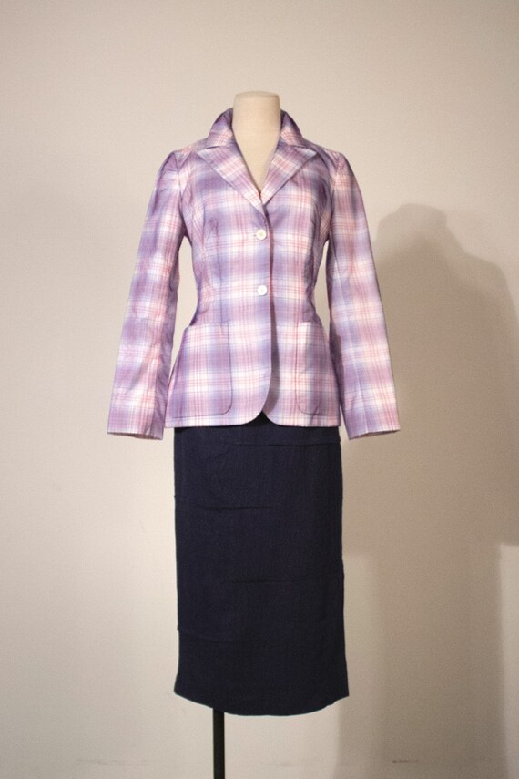 Raf Simons for Jil Sander rainbow plaid nylon blaz