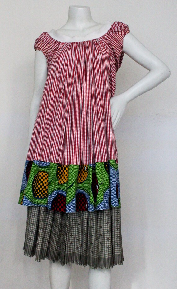 Junya Watanabe Gingham & Wax Print Sculptural Tuni