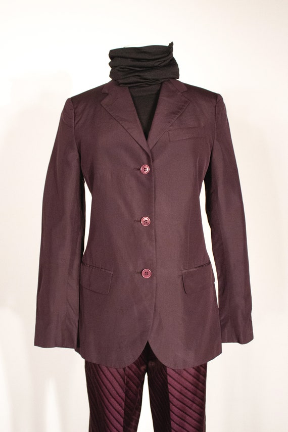 Helmet Lang eggplant silk blazer