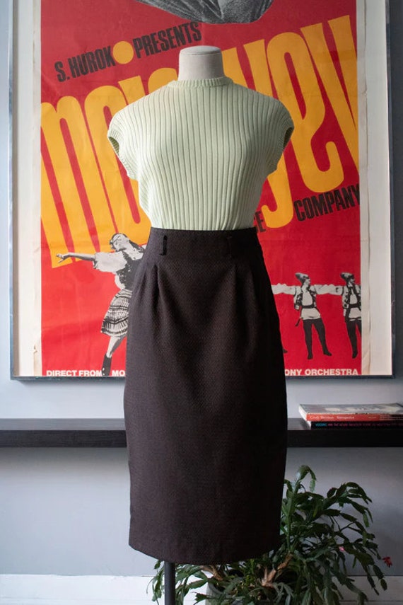 Matsuda brown woven wool skirt suit - image 5