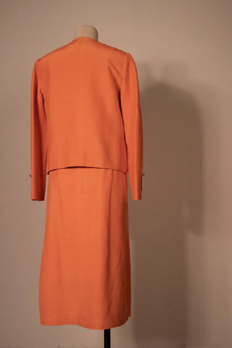 Chanel peach silk skirt suit image 3