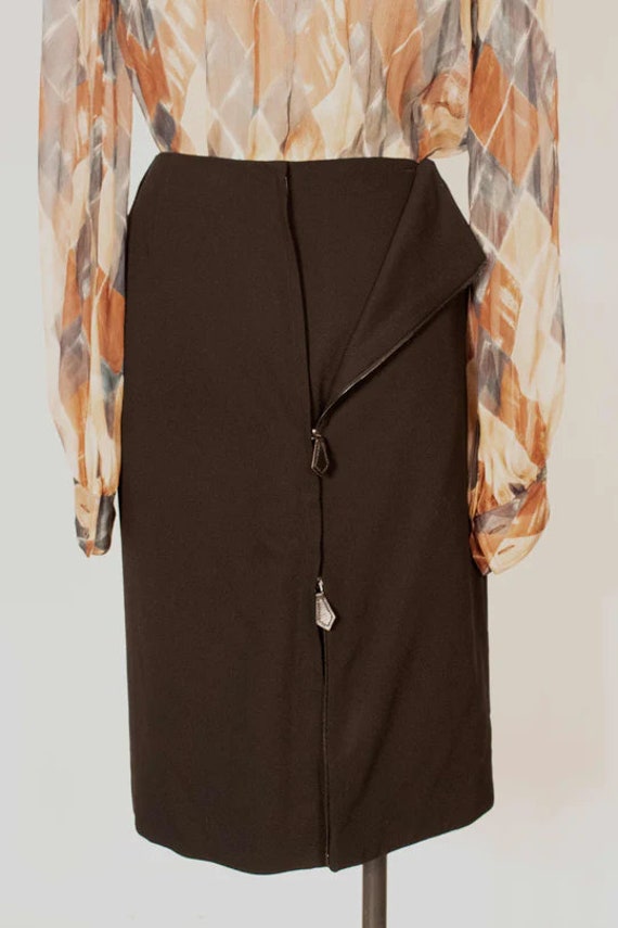 Hermes black wool pencil skirt - image 2