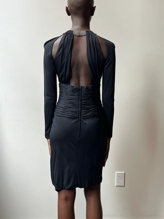 Vicky Tiel Couture Black Rayon Crepe Jersey Ruche… - image 4