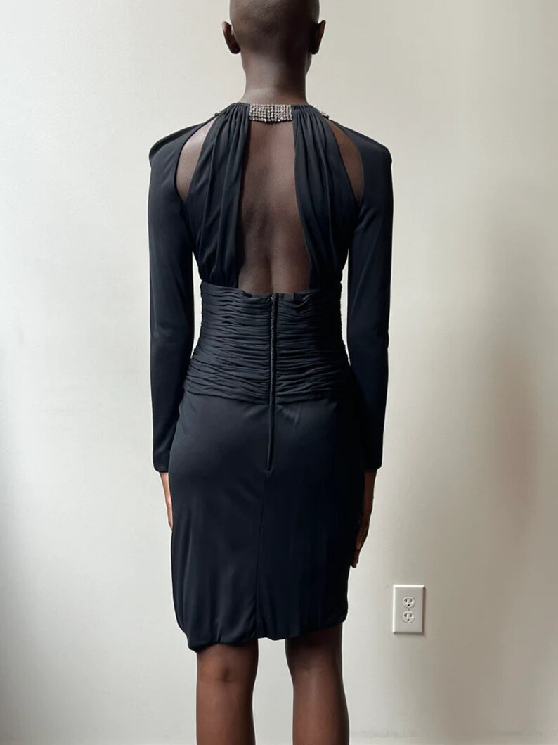 Vicky Tiel Couture Black Rayon Crepe Jersey Ruched Dress image 4