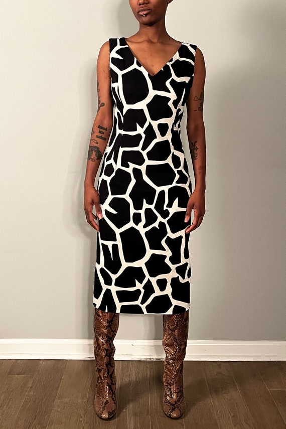 John Galliano Giraffe Print Viscose Dress