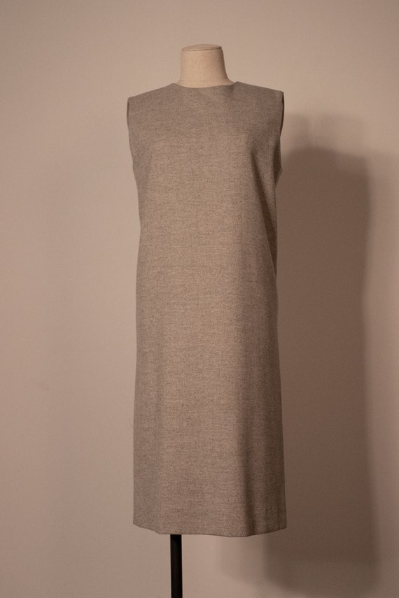 Hermes grey wool chevron sleeveless dress