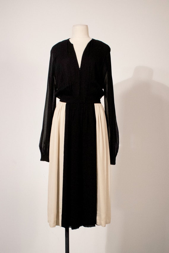 Pauline Trigere for Saks color block silk crepe mi
