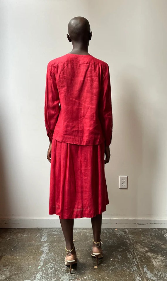 Calvin Klein red linen pleated skirt set - image 5