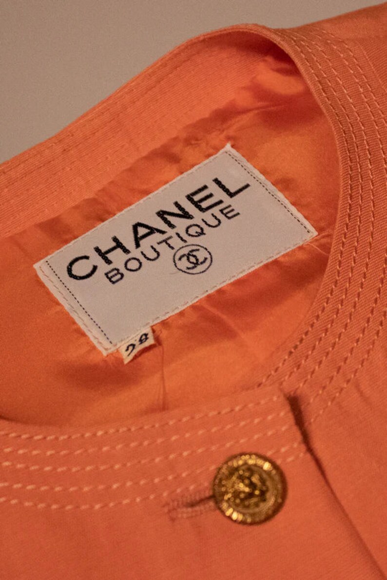 Chanel peach silk skirt suit image 4