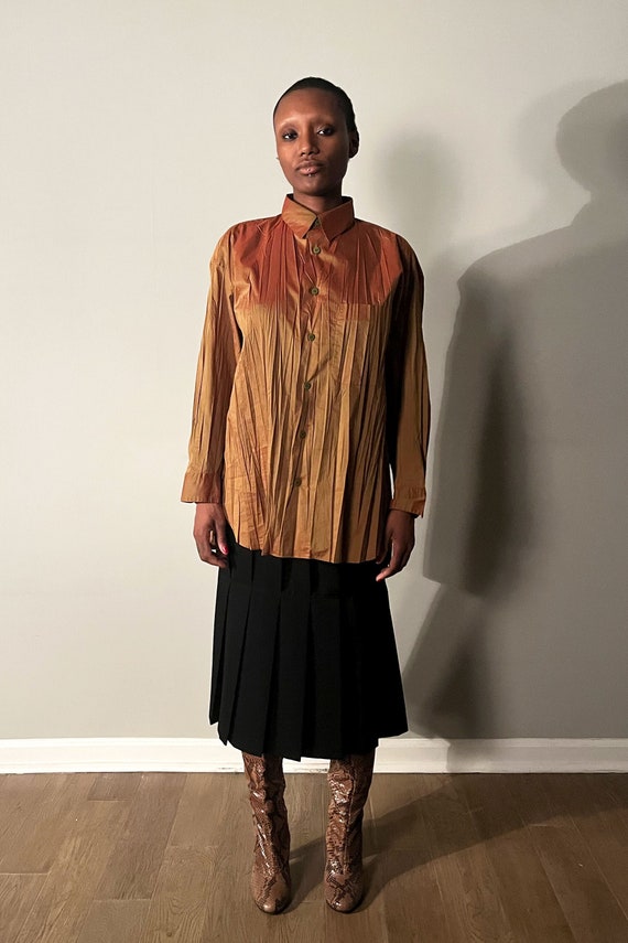 Issey Miyake Iridescent Loose Pleat Button Up