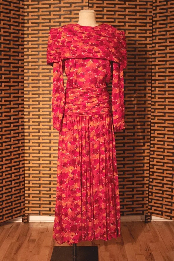 Nora Elias floral printed silk chiffon maxi dress - image 1