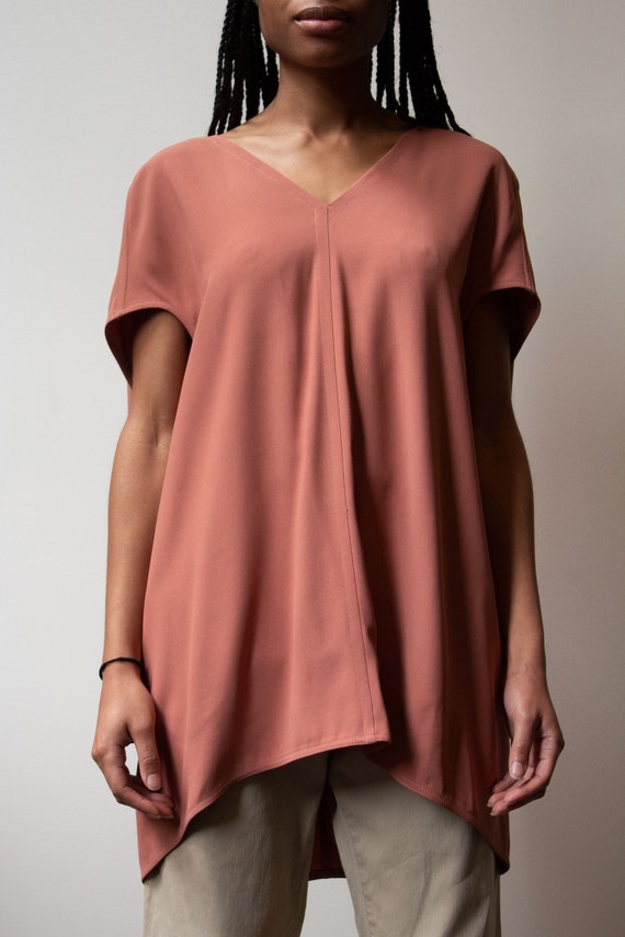 Rick Owens peach rayon-blend tunic - image 1