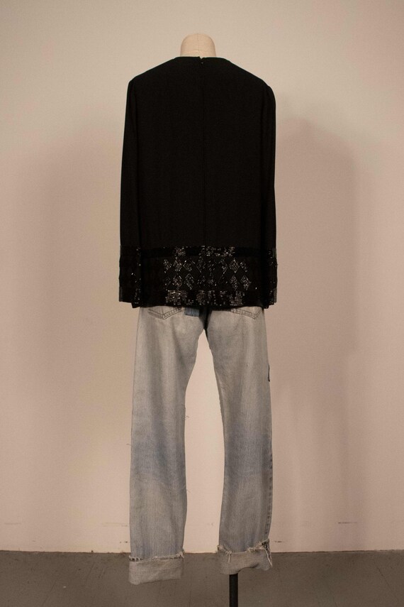 Larry Alrich black silk beaded top - image 4