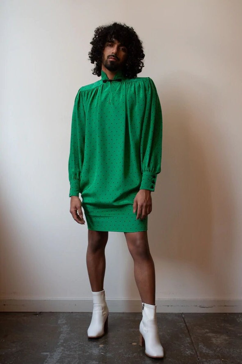 Ungaro green printed silk dress image 1