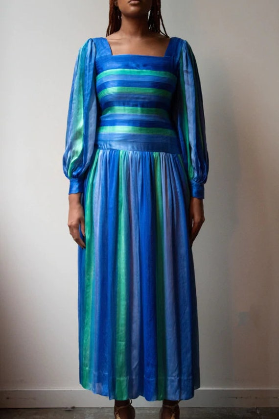 Pauline Trigere striped silk gown - image 2