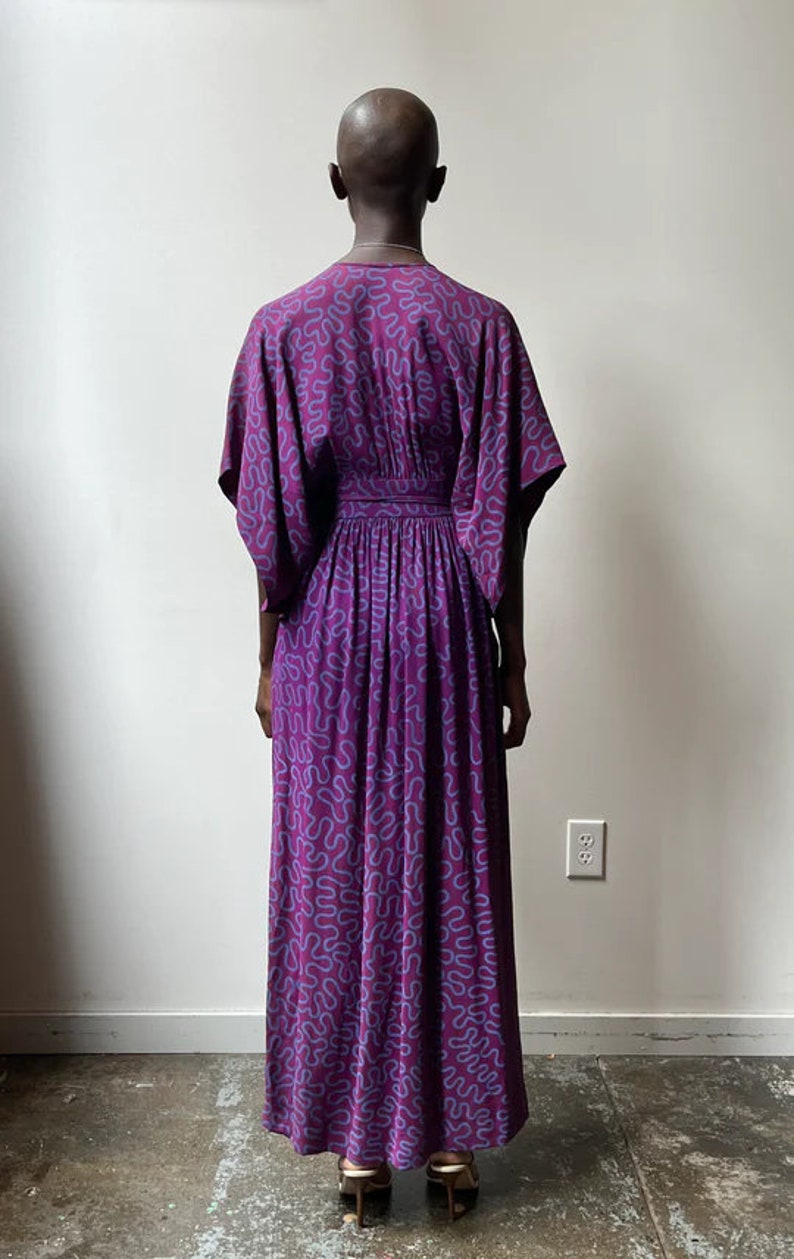 Zandra Rhodes Violet Squiggle Print Rayon Crepe Maxi Dress image 5