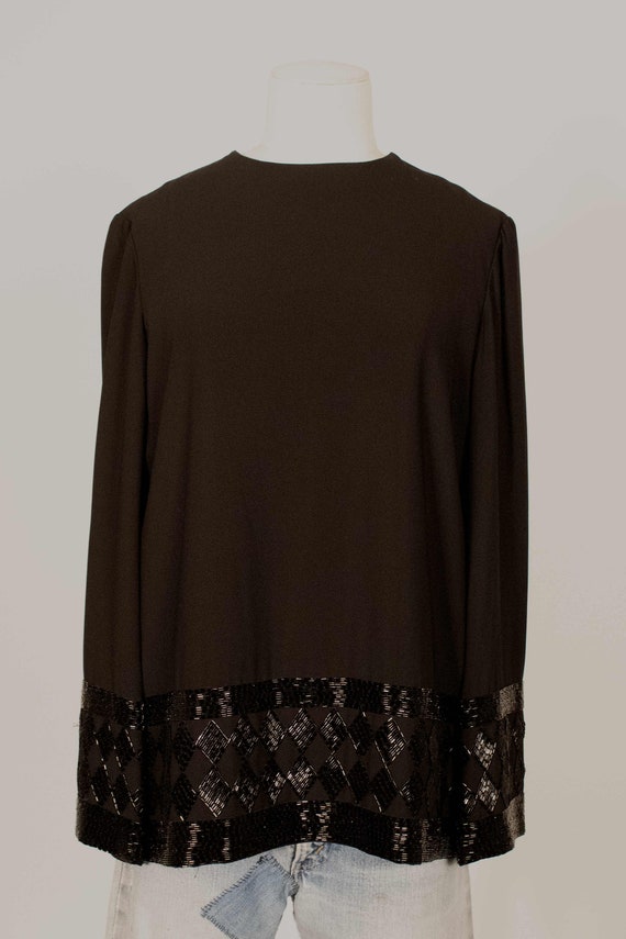 Larry Alrich black silk beaded top - image 2