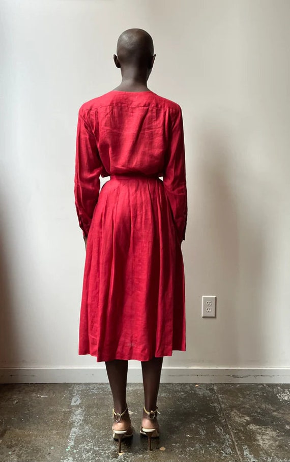 Calvin Klein red linen pleated skirt set - image 4