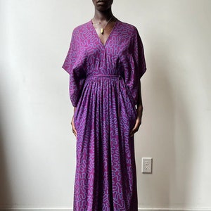 Zandra Rhodes Violet Squiggle Print Rayon Crepe Maxi Dress image 1