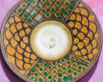 Stoneware handmade pottery plate. 8”. Beautiful!