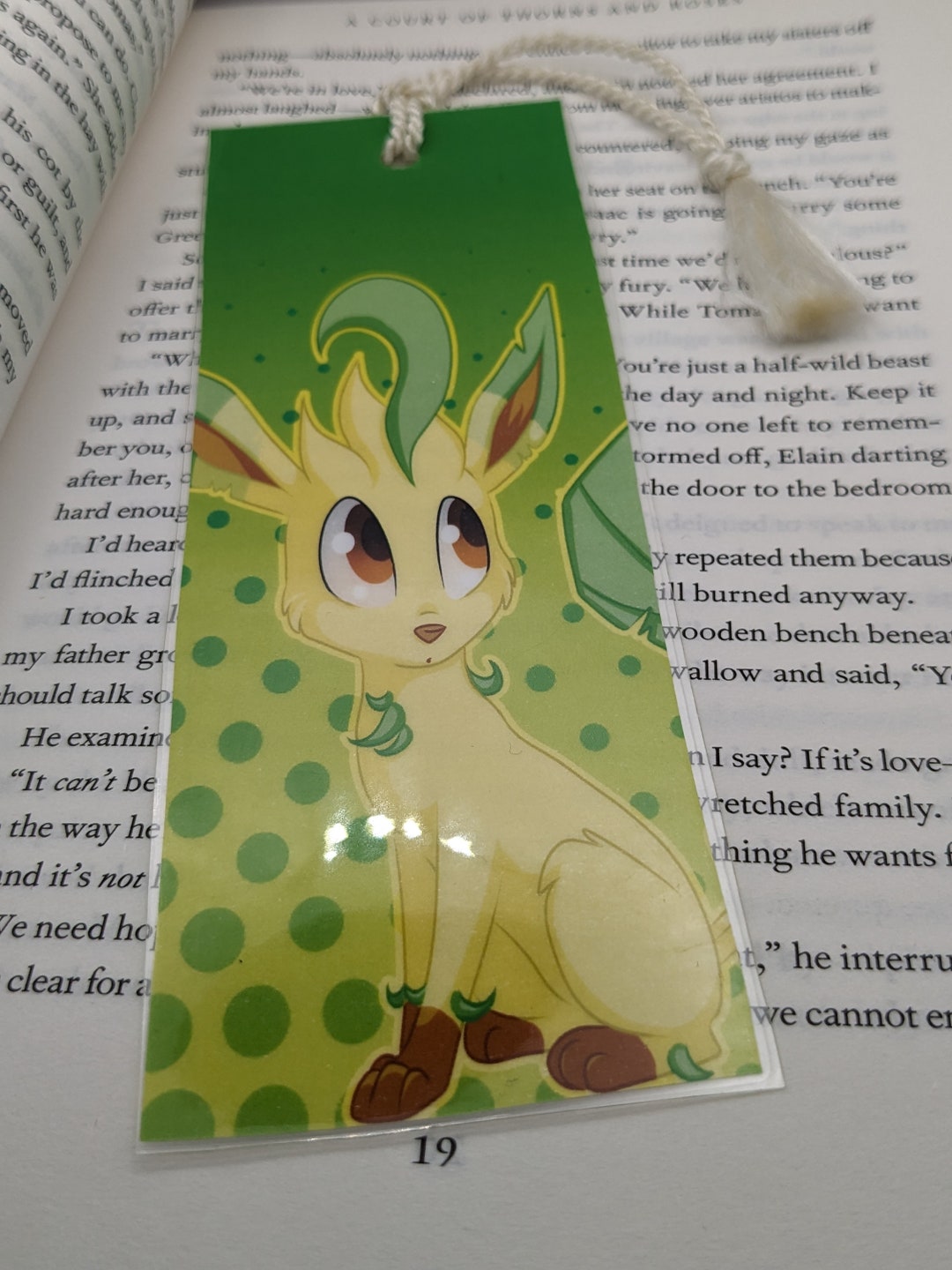 Leafeon Laminated Bookmark // Cute Eevee Pokemon Eeveelutions - Etsy