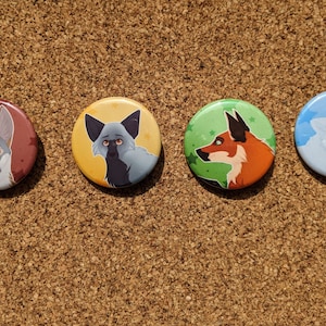 Fox Pinback Button Badge 1.5 in : Gray Fox , Silver , Fox Arctic , Fox Red Fox