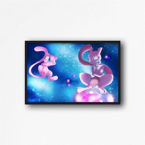 Laatste kans! 11x17in Poster Print Pokemon Mewtwo en Mew