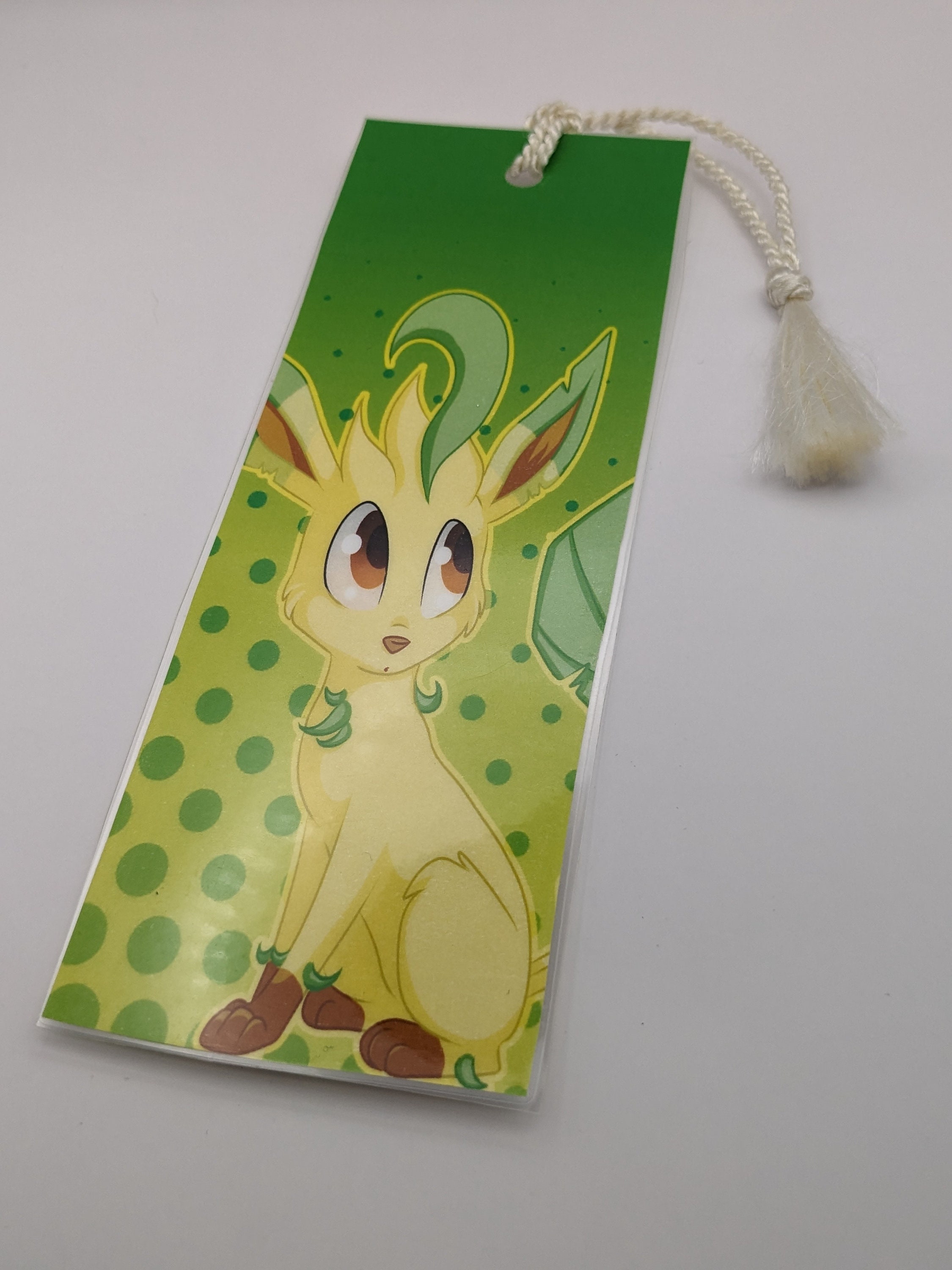 Leafeon Laminated Bookmark // Cute Eevee Pokemon Eeveelutions - Etsy