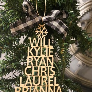 Personalized Family Tree Ornament - Custom Names - Christmas Tree Decoration - Holiday Keepsake