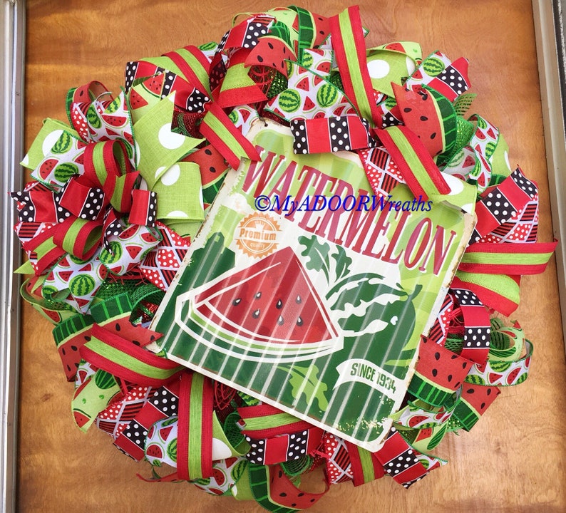 Watermelon Door Summer Fruit Wreath Summer Wreath Watermelon Wreath Summer Watermelon Deco Mesh Wreath Watermelon Decor Spring Wreath