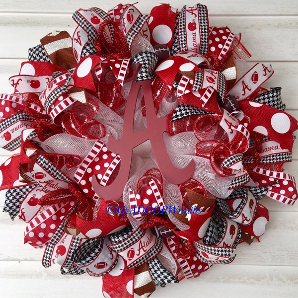 Alabama Wreath, Roll Tide Wreath, Bama Sports Wreath, Alabama Football Wreath, Bama Sports Deco Mesh Wreath, University Alabama Crimson Tide