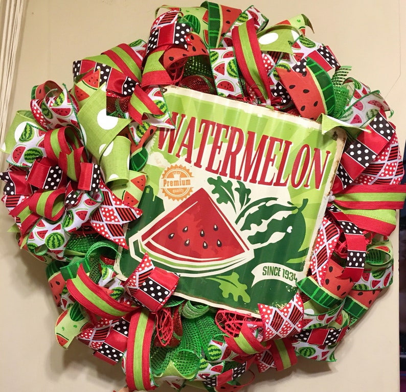 Watermelon Door Summer Fruit Wreath Summer Wreath Watermelon Wreath Summer Watermelon Deco Mesh Wreath Watermelon Decor Spring Wreath