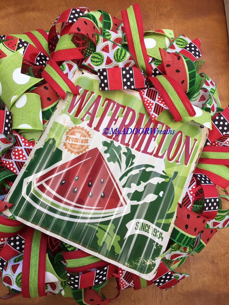 Watermelon Door Summer Fruit Wreath Summer Wreath Watermelon Wreath Summer Watermelon Deco Mesh Wreath Watermelon Decor Spring Wreath
