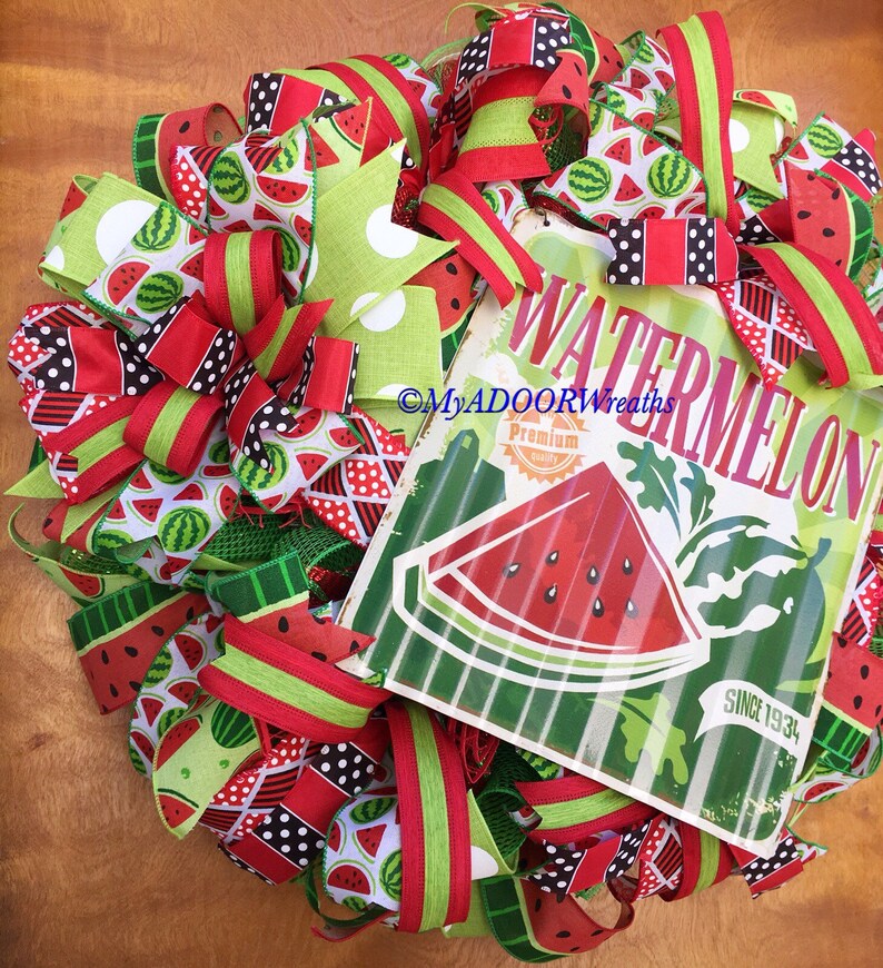 Watermelon Door Summer Fruit Wreath Summer Wreath Watermelon Wreath Summer Watermelon Deco Mesh Wreath Watermelon Decor Spring Wreath