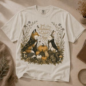 Cottagecore Woodland Animals Shirt, Fox Rabbit Hedgehog Squirrel, Autumn Magic Tee