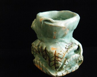 Small Handmade Blue Clay Pot.