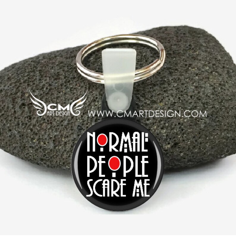 1 and 1.25 Inch Pinback Magnet Normal People Scare Me /& Keychain