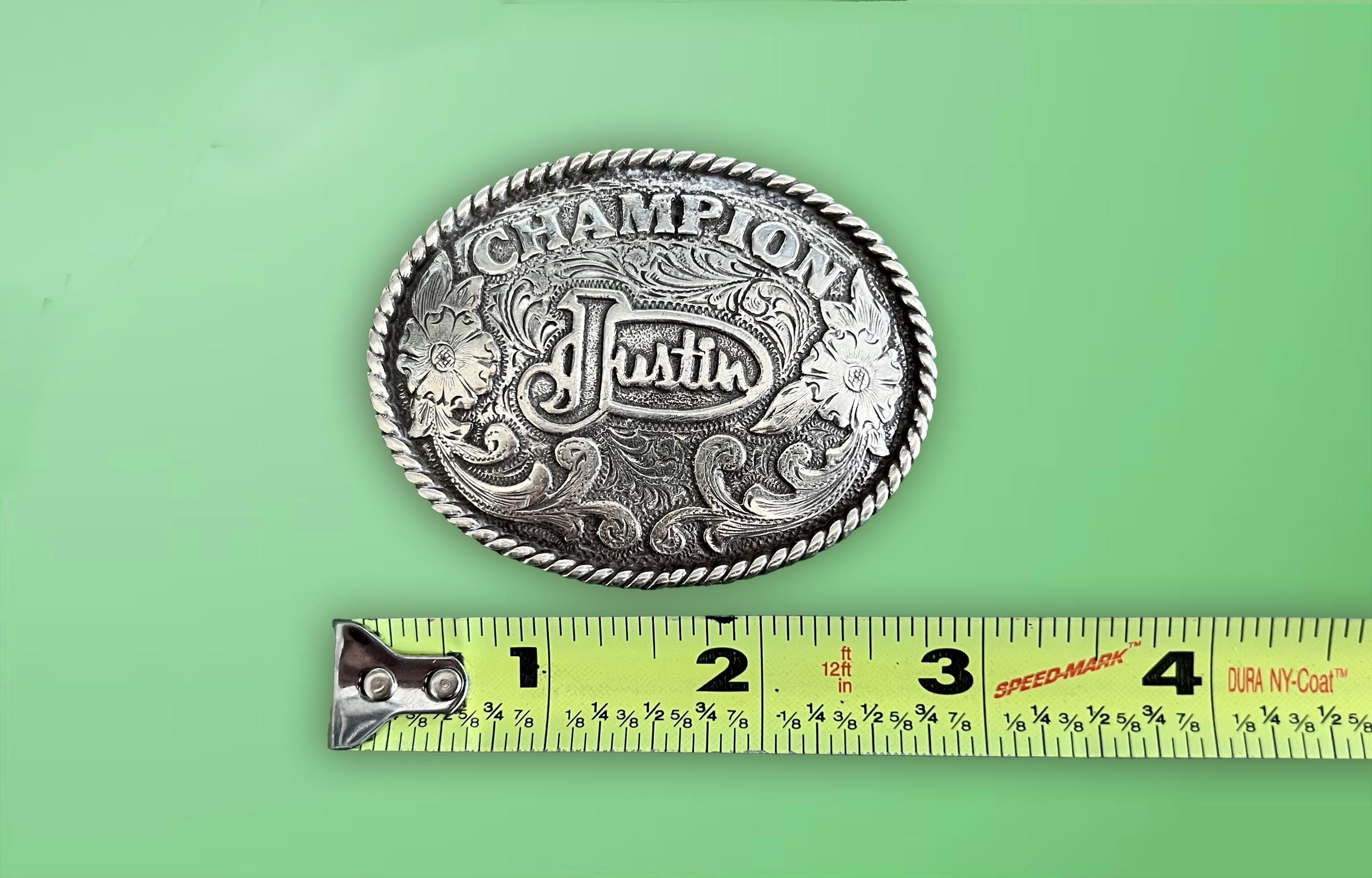 Vintage Justin Bronze Cast Belt Buckle with Rodeo Design Justin Belt Buckle In Vintage Belt Buckles for sale | eBay main image 4