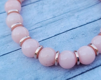 Pink Jade Rose Gold Elastic Bracelet