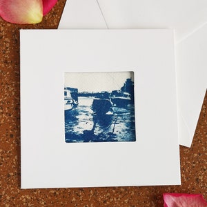 Cornwall St. Ives Original Cyanotype Print Boats come biglietto piegato con busta
