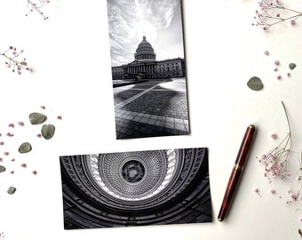 Washington Kapitol Postkarte XXL Panorama im Gegenlicht und Innenaufnahme 2er Set