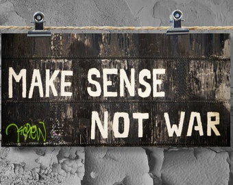 Make sense not war Postkarte XXL Panorama Graffiti Comic Make