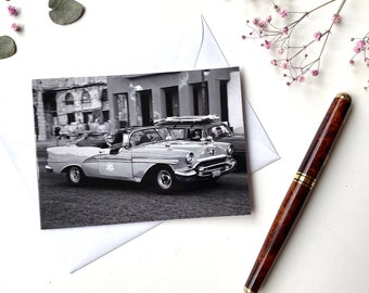 Cuba convertible street scene greeting card photo - folding card with envelope - Made in Germany